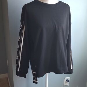 CCX City Chic Black Long Sleeve Shirt with White Stripe Details